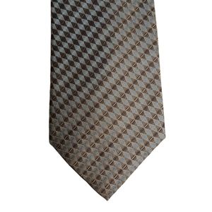 ZIGGURAT Silk Light Blue Brown Diamond Print Men's Tie NWT